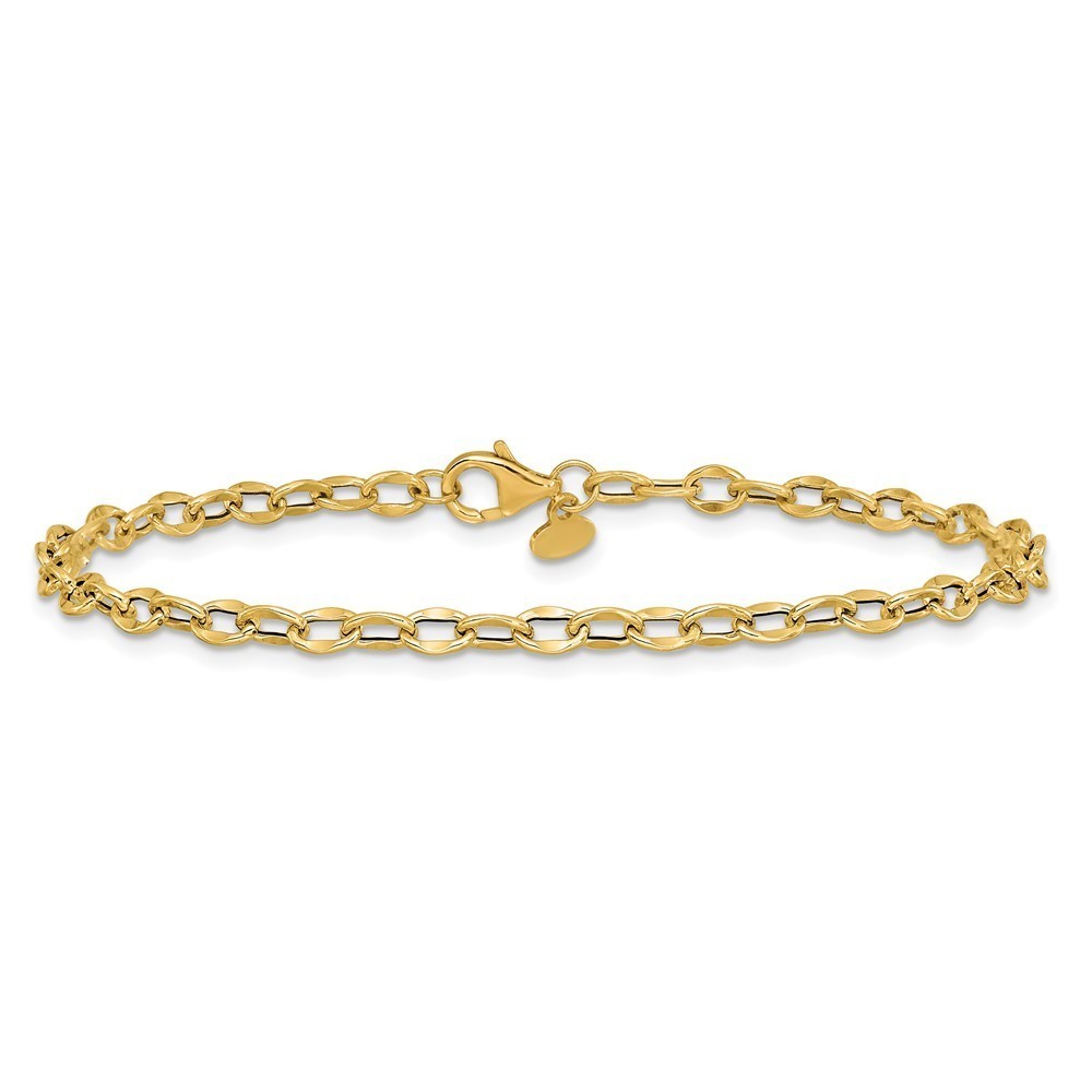 14k Yellow Gold Polished Fancy Flat Cable Link Bracelet - Picture 3 of 6